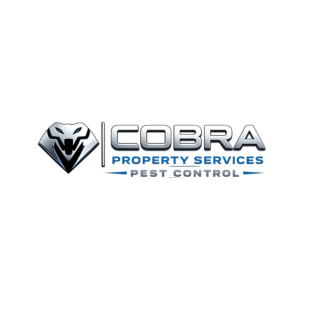 Cobra Property Services Pest Control logo featuring a stylized cobra head icon in a diamond.